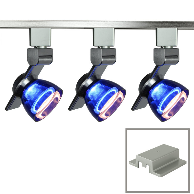 44'' 3 -Light Track Track Kit with Dimmable and Adjustable Head, Clear Blue