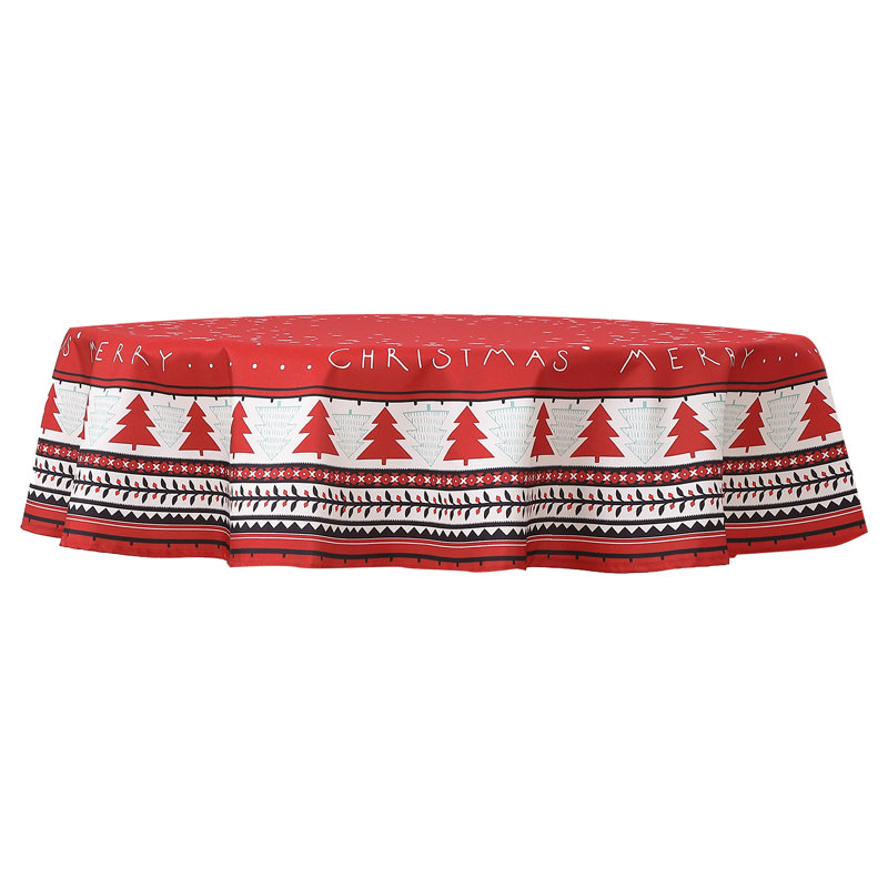 Oxford Christmas Tree Print Tablecloth 180GSM Polyester | Waterproof Wipeable Festive Cover for Dining Room, Kitchen & Holiday Parties