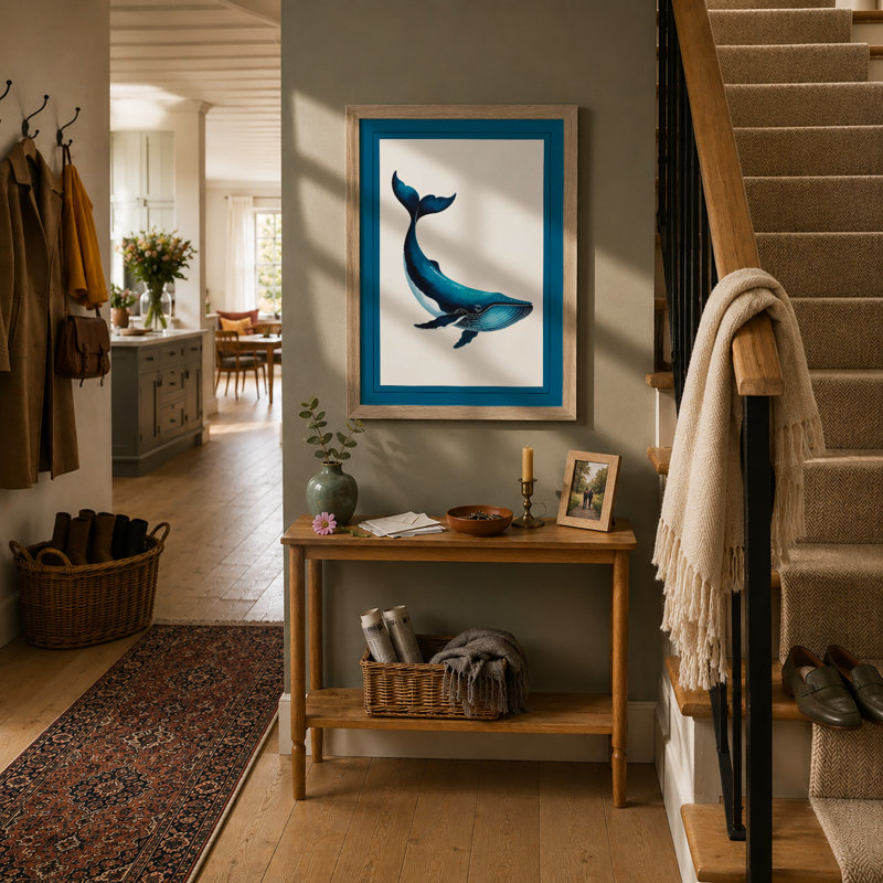 Drifting Whale Coastal - Print, A2 - 59.4 x 42.0 cm, Oak