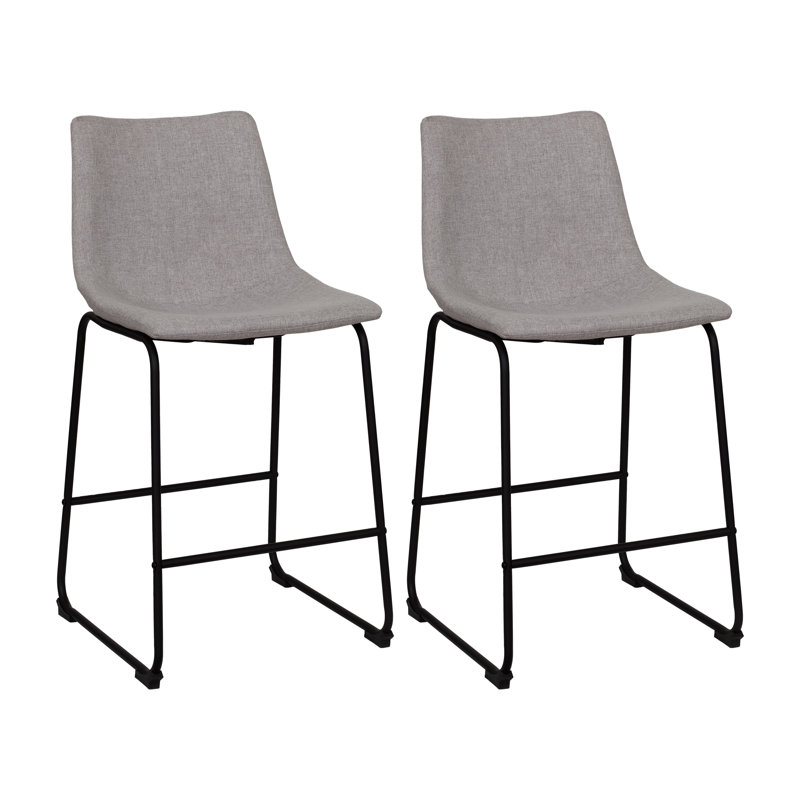 Anouschka Upholstered Counter Stool, Light Gray 