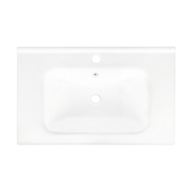 Lavabo de salle de bain en céramique blanche 27,8 po, céramique, armoire non incluse | Idée cadeau