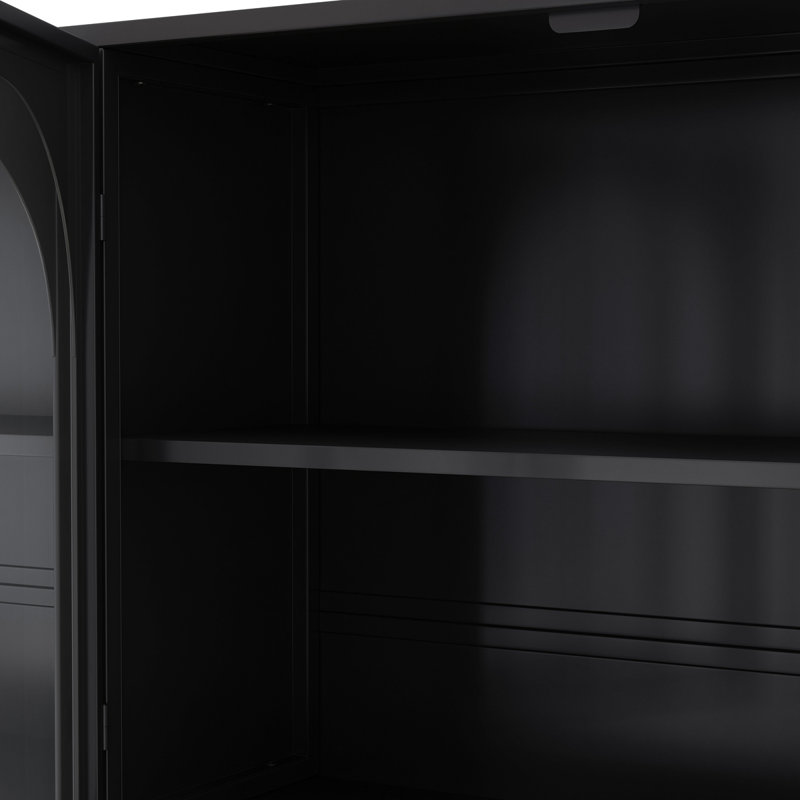 Four-door Glass Wall Cabinet Storage, Black