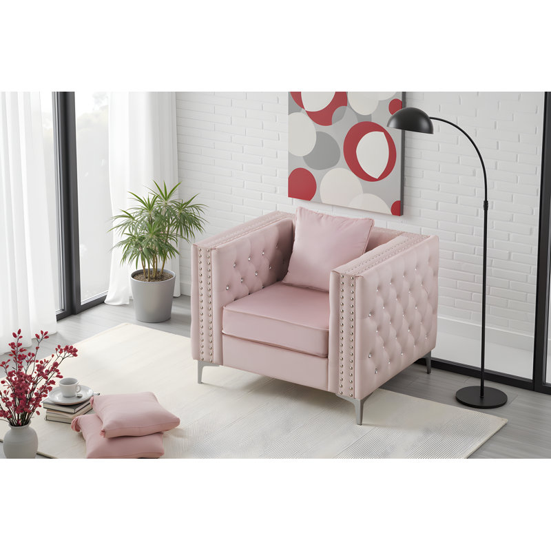 Chaise en velours Lyon, Velours rose