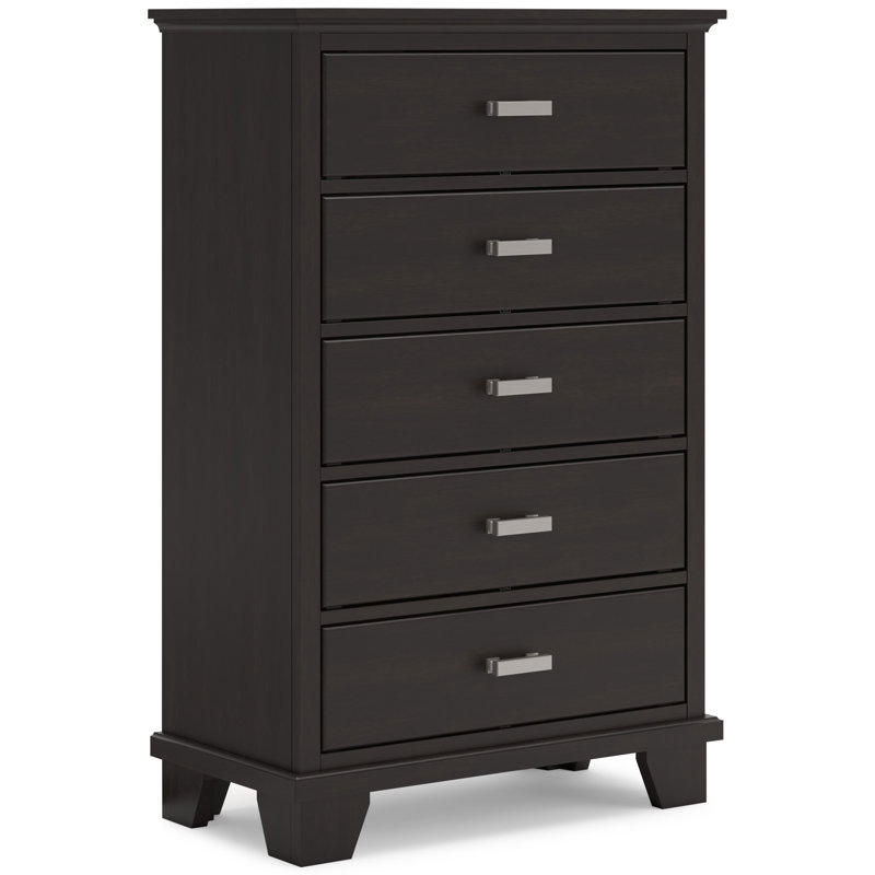 Brown Contemporary 5-Drawer Chest with Dovetail Drawer