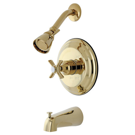 Kingston Brass Millennium Single-Handle Pressure Balanced Tub and Shower Faucet, Polished Brass