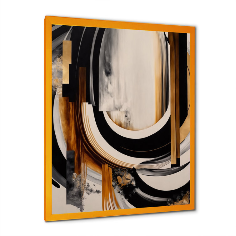 Feike Spilled Golden Paint on Canvas Print Ivy Bronx Size: 45 H x 30 W x 1.5 D