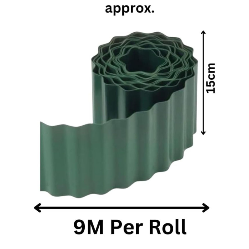15 cm H x 900 cm W Plastic Lawn Edging Fencing with 1