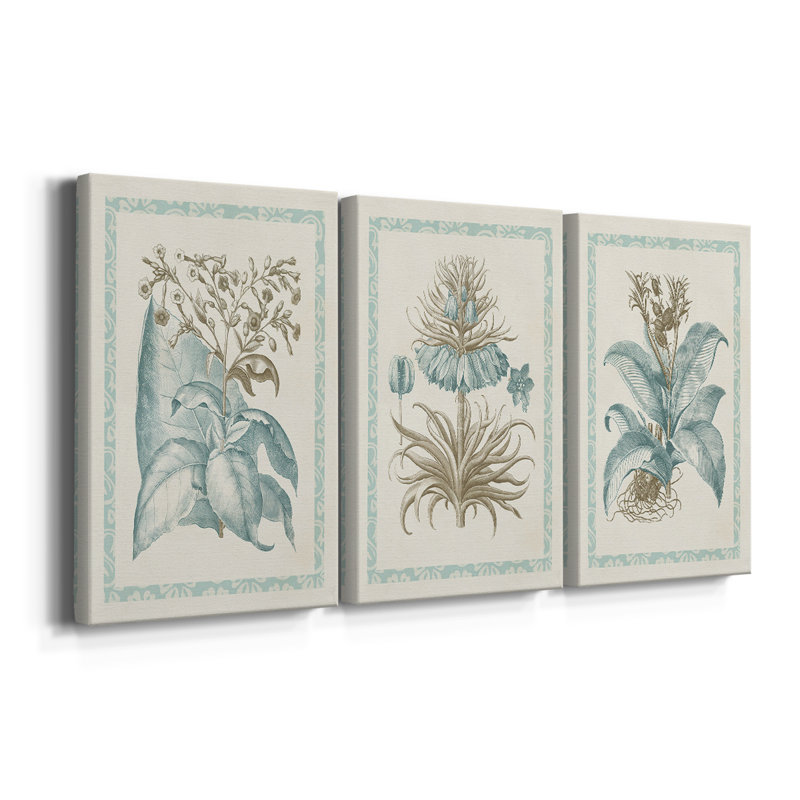 Willow Blue Besler I - Toile tendue avec châssis sur mesure - 3 pièces, H 27 po x l 54 po