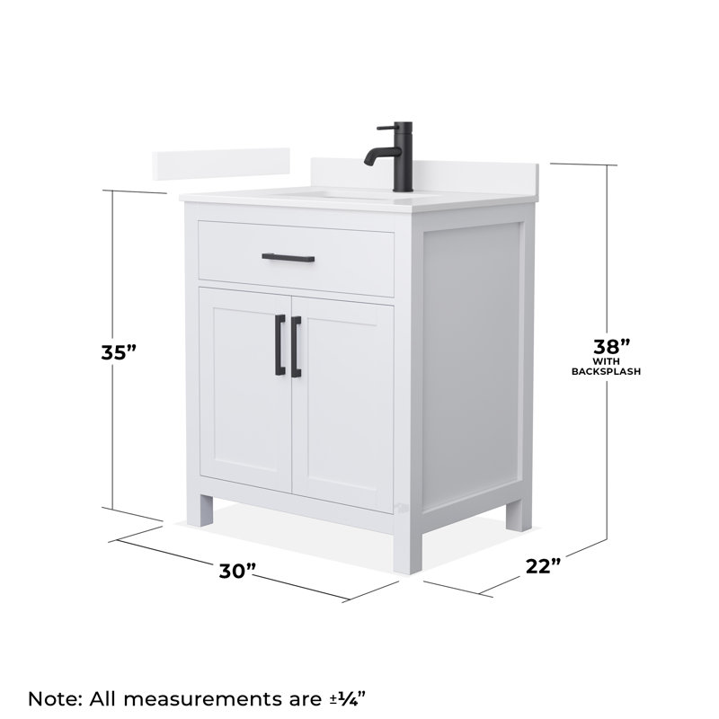 30 in. Single Vanity, White, Matte Black, White Quartz