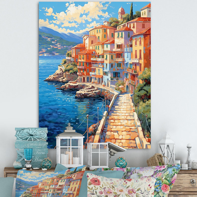 «Beautiful Port In Italy», reproduction sur toile, H 44 po x l 34 po x P 1,5 po, Toile tendue