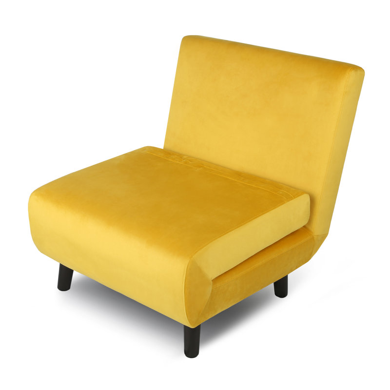 Single Sofa Bed - Fold Out Bed Chair, Yellow, Velvet