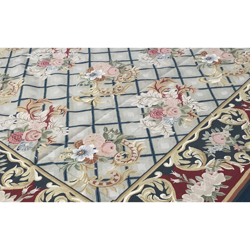 Tapis vert et rouge noué à la main de haute qualité