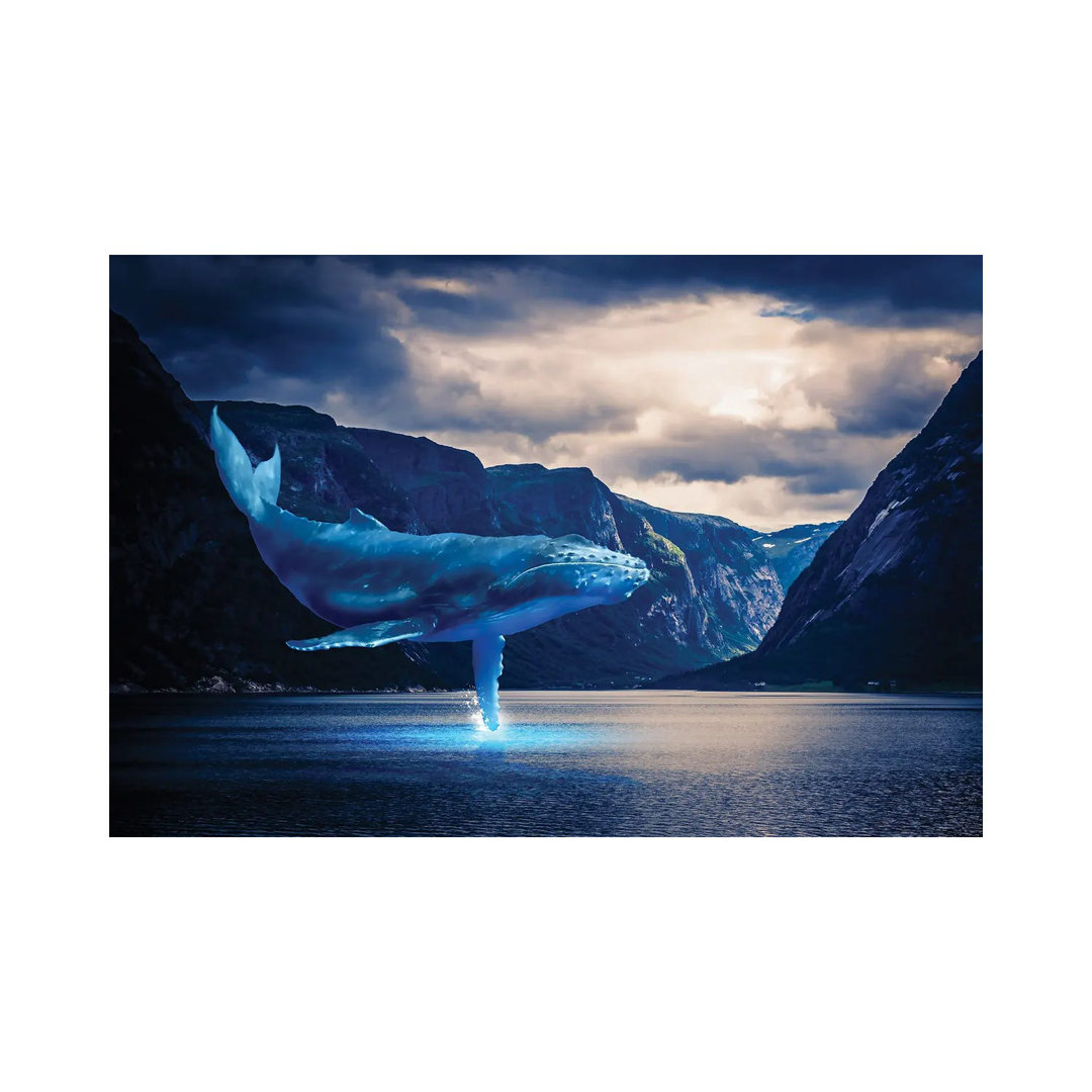 Whale Watching Lake Mountains by David Loblaw - Wrapped Canvas Print