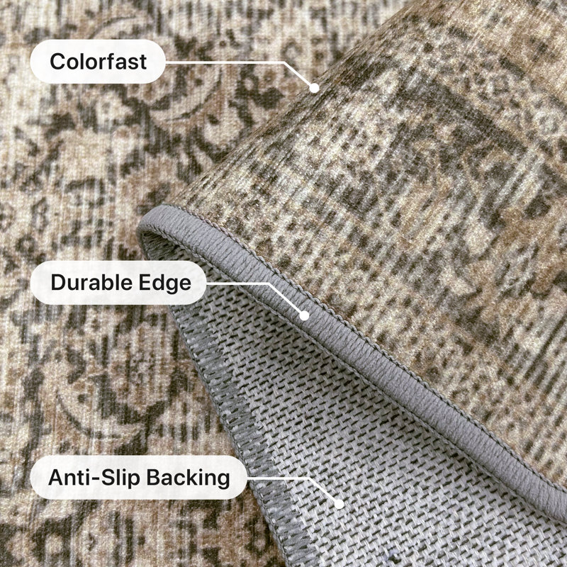 Vintage Look Machine Printed Area Rug, Rectangle 200 x 290 cm