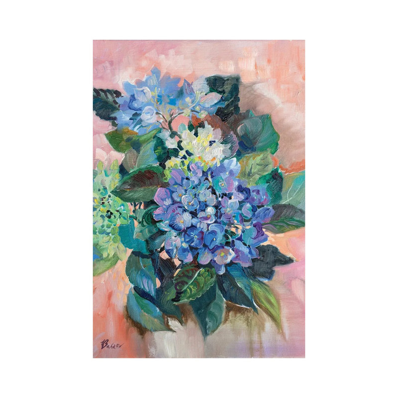 Blue Hydrangea 1 Piece Wrapped Canvas Painting, 20.32 cm H x 30.48 cm W