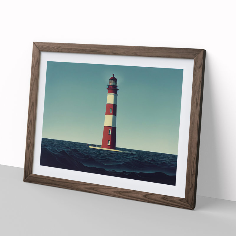 Stupendous Lighthouse 1 Piece Single Picture Frame Wall Art, 25cm H x 34cm W x 2cm D, Walnut Framed