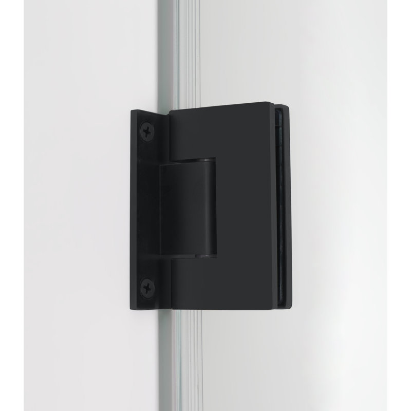  Kinkade XL 25.25" -25.75" W x 80" H Hinged Frameless Shower Door, Matte Black