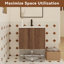Meuble-lavabo flottant 24 po avec lavabo mural, armoire en ébène brun, portes à fermeture en douceur