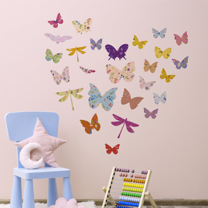 Décalcomanie murale papillons floral