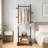 Solid Wood Freestanding Coat Rack With 2 Storage Shelves, 5 Hooks & Hidden Wheels - Heavy Duty Rolling Clothing Stand For Entryway, Bedroom Or Corner