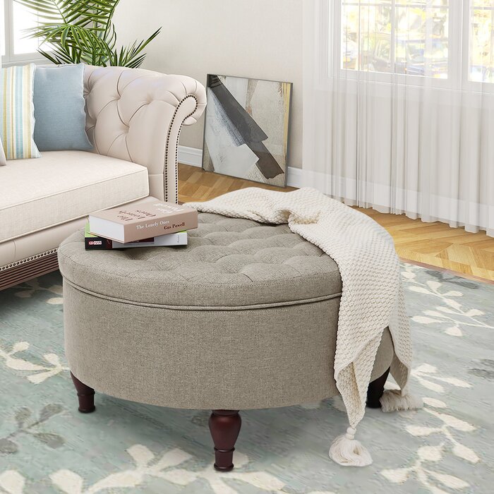 Lark Manor Ahan Upholstered Storage Ottoman & Reviews | Wayfair