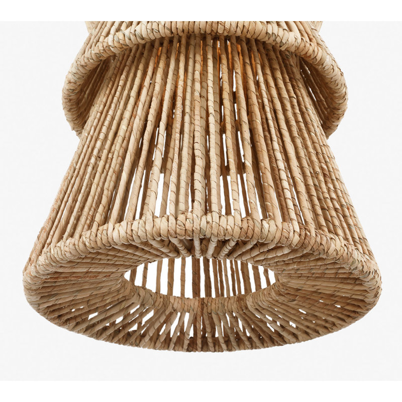 Antigua 11" Pendant in Natural Abaca, Polished Nickel