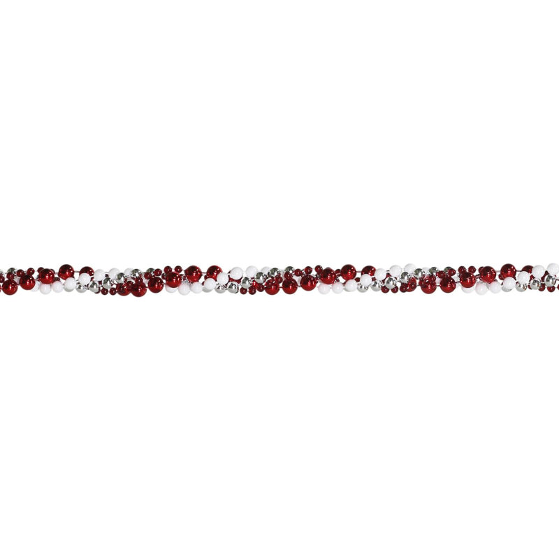 Guirlande de noël à perles torsadées métalliques brillantes 8 pi, blanc