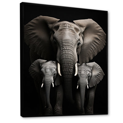 Laciana Black And White Elephant Embrace Of Strength I - Elephant Wall Art