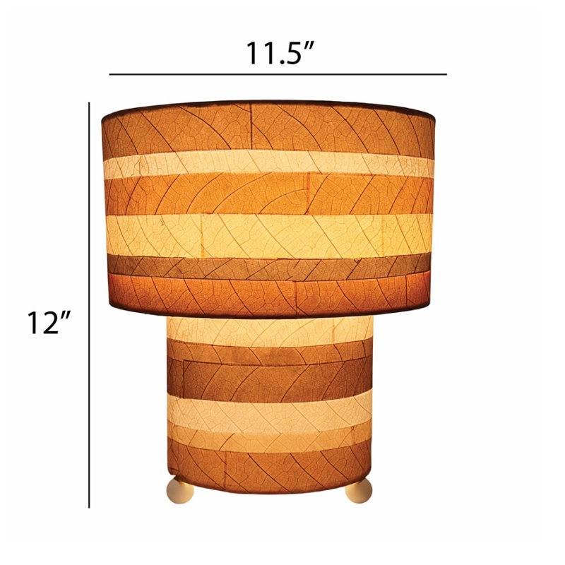  Lampe de table rayée champignon naturel, Crème