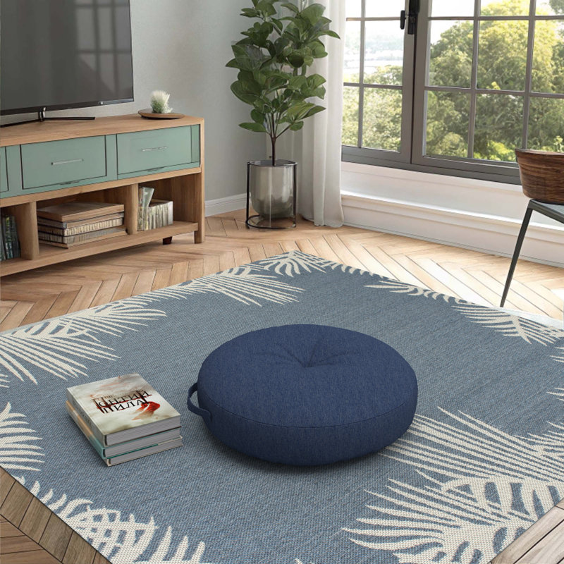 Eco-Fill Indoor / Outdoor Circular Floor Cushion, Navy Blue, Round 61cm