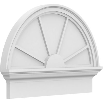 26"W x 19-3/4"H x 2-3/4"P Half Round 4 Spoke Architectural Grade PVC Combination Pediment