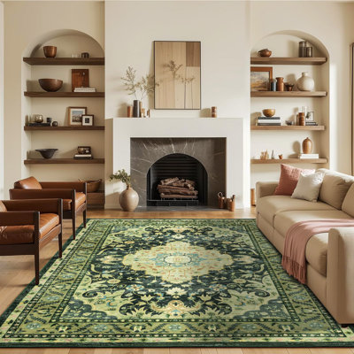 Tapis de salon à motif floral oriental Fillender