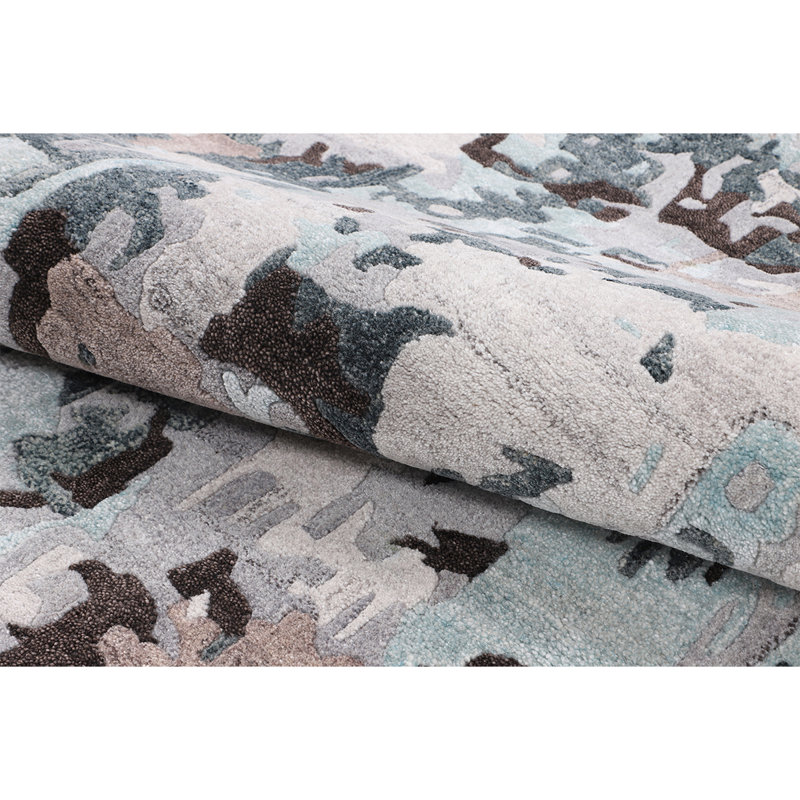 Hand Woven Wool Abstract Area Rug, Rectangle 3'9" x 5'10"