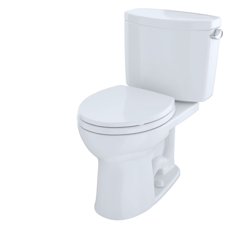 Drake® 1.28 GPF (Water Efficient) Round Two-Piece Toilet (Seat Not Included), Right Hand Lever, Cotton White