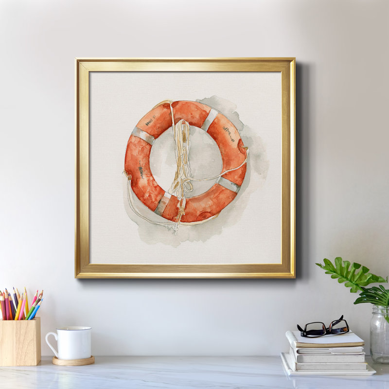 Nautical Safety II - Toile encadrée de qualité supérieure - prête à être accrochée, H 30,5 po x l 30,5 po x P 1,5 po