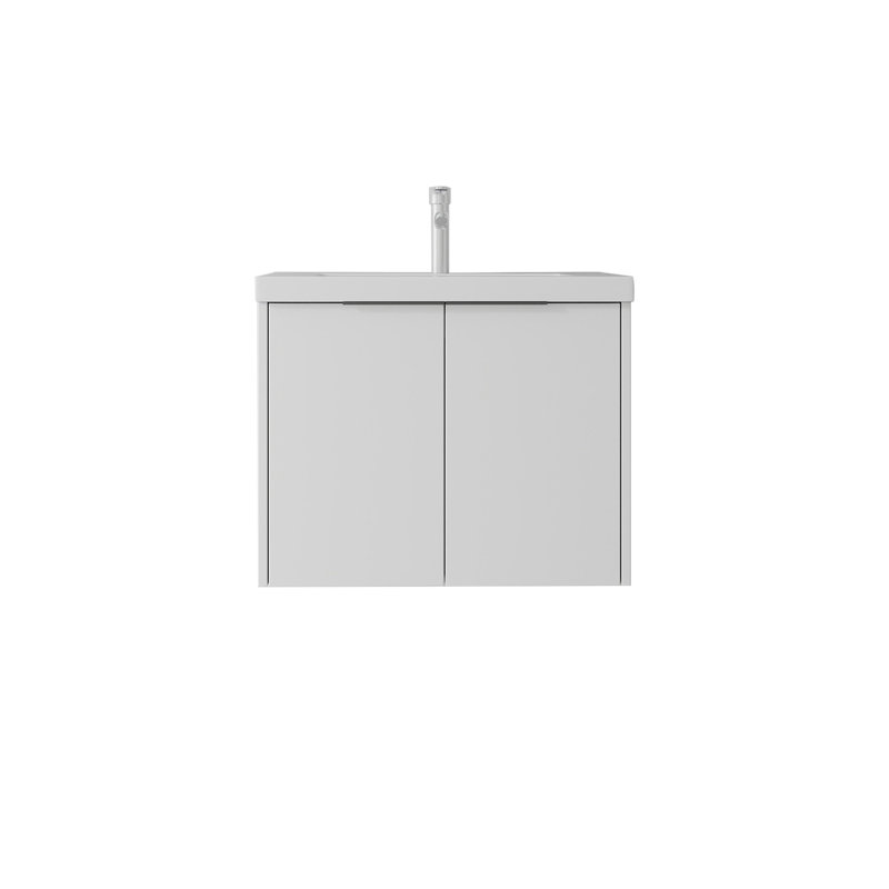 Meuble-lavabo flottant 24 po avec lavabo, porte à fermeture en douceur, lavabo en céramique, contreplaqué
