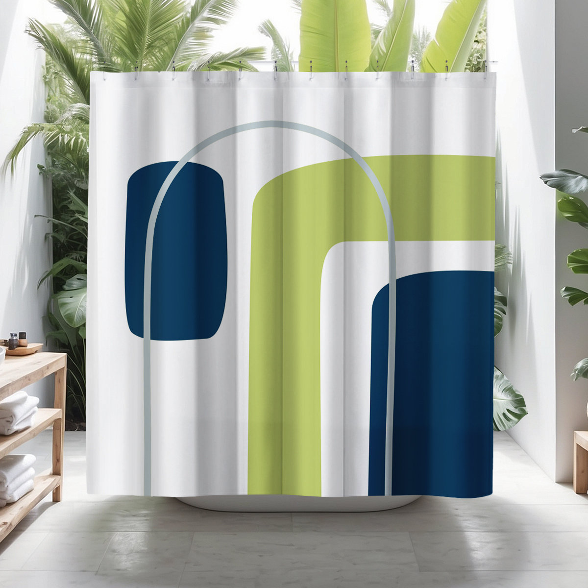 Hagan Polyester Shower Curtain, Chartreuse