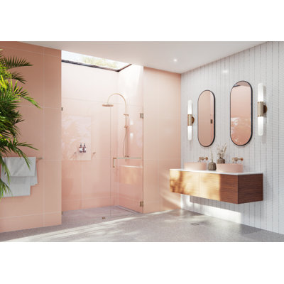Umbra 61.5 in. x 78 in. Fully Frameless Wall Hinge Towel Bar Shower Door