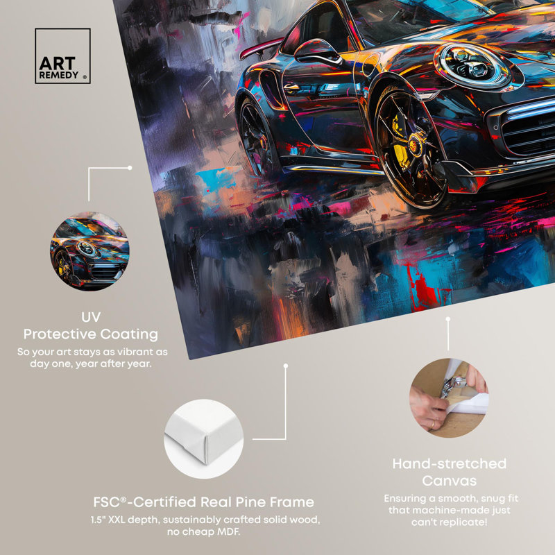 Peintures luxueuses de la voiture de luxe par Art Remedy, Toile tendue, 20" H x 30" W