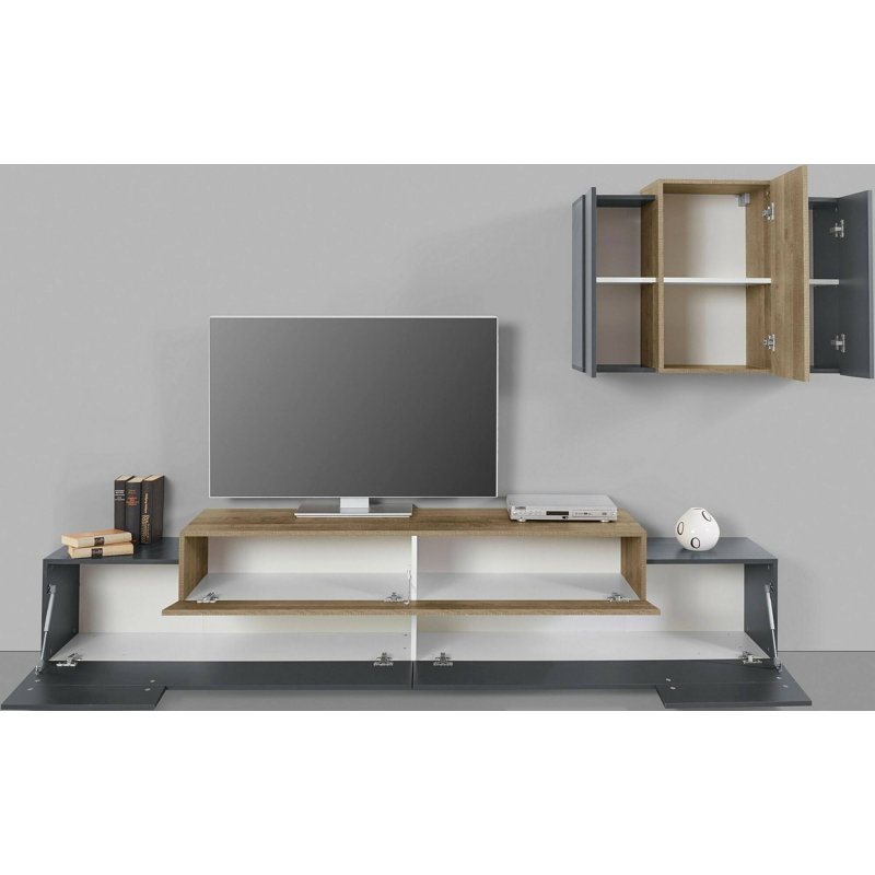 Mialena Rectangle Accent Cabinet, Anthracite/Maple