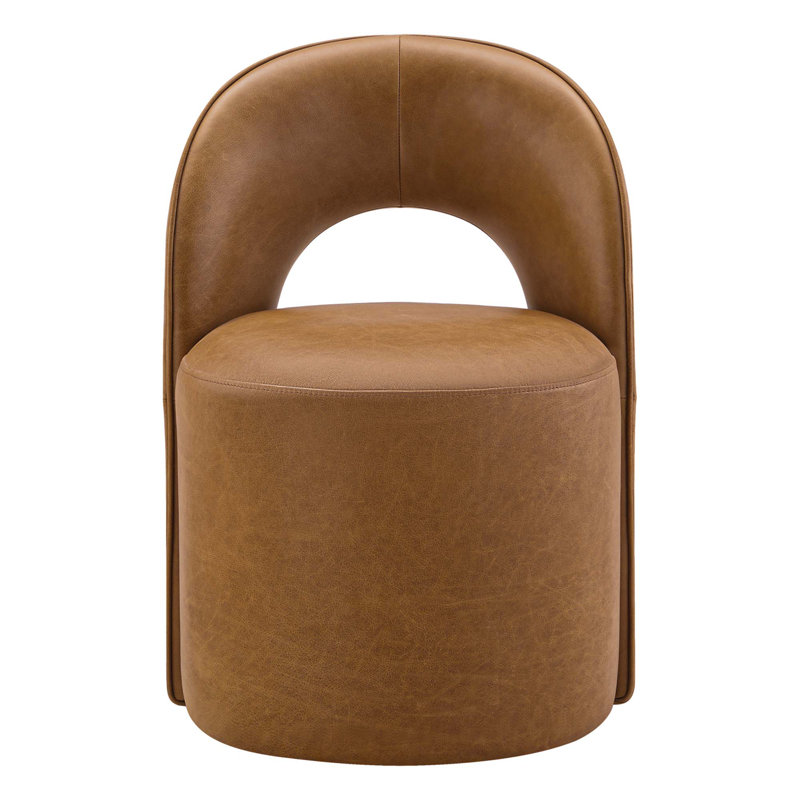 Chaise rembourrée en cuir véritable Neta
