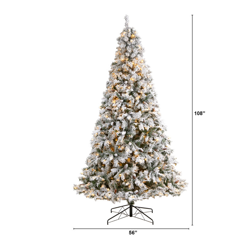 Lighted Artificial Pine Christmas Tree, 9' H