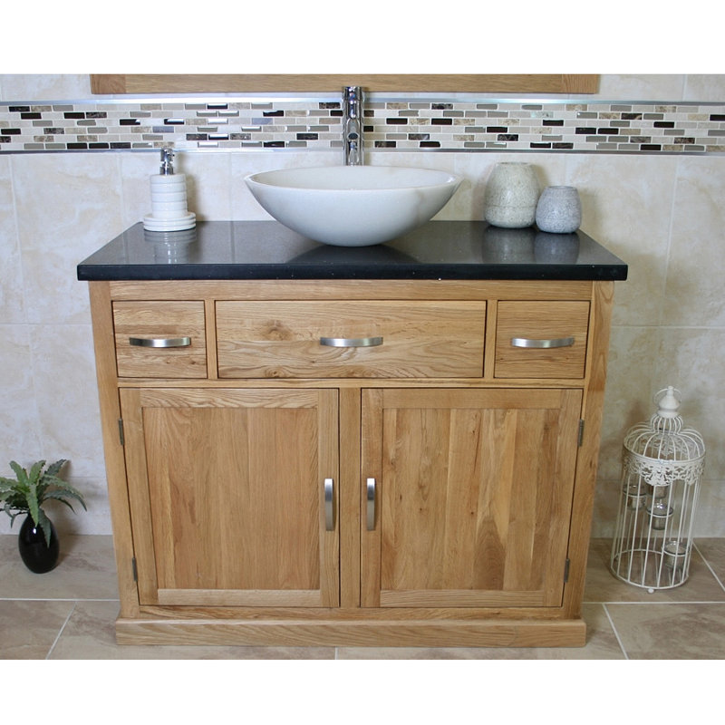 Walter 1000mm Single Bathroom Vanity with Vessel St1 Basin, White, Black