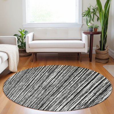 Premium Machine Washable Prisco Black Rug