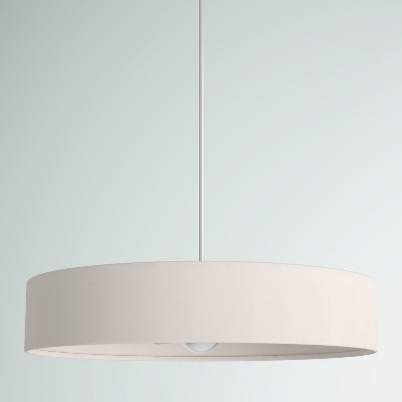 Lustre tambour Ashtun, Nickel brossé, Blanc cassé, 4