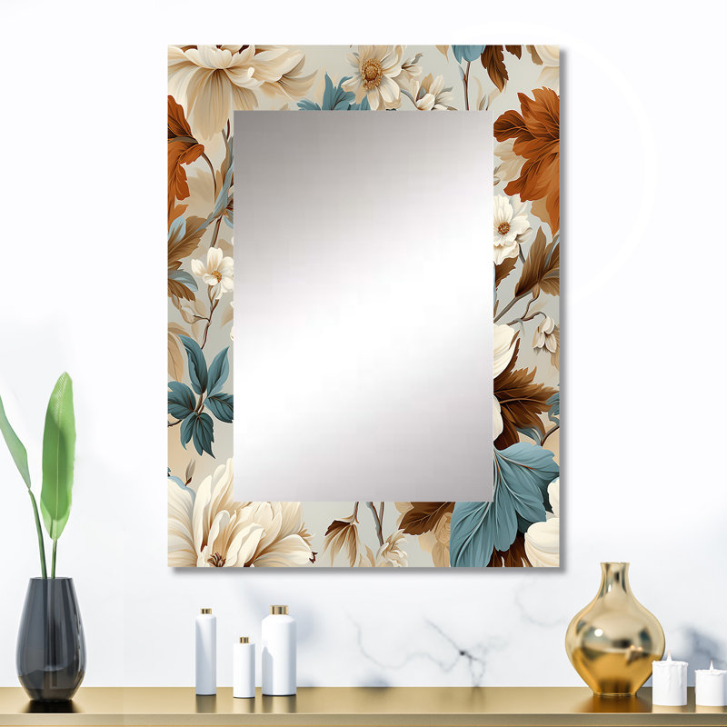 Amberly Vintage Florals - miroir de plantes, botanique, nature, floral, miroir mural unique, 32 po x 24 po