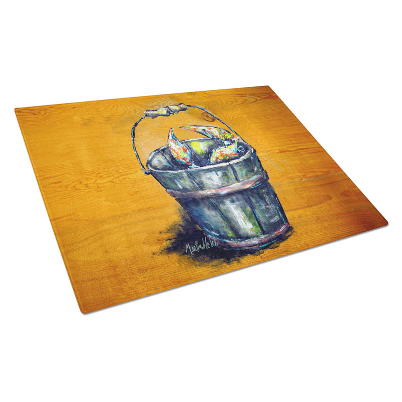A Crab Bucket Glass Cutting Board