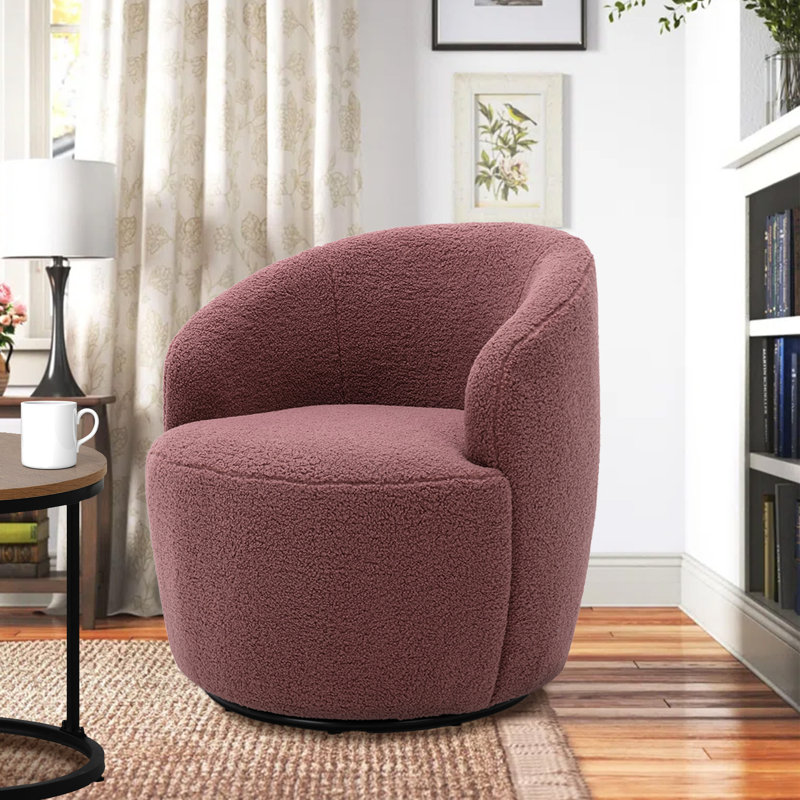 Genece Upholstered Swivel Accent Chair, Red Wool Duplicate