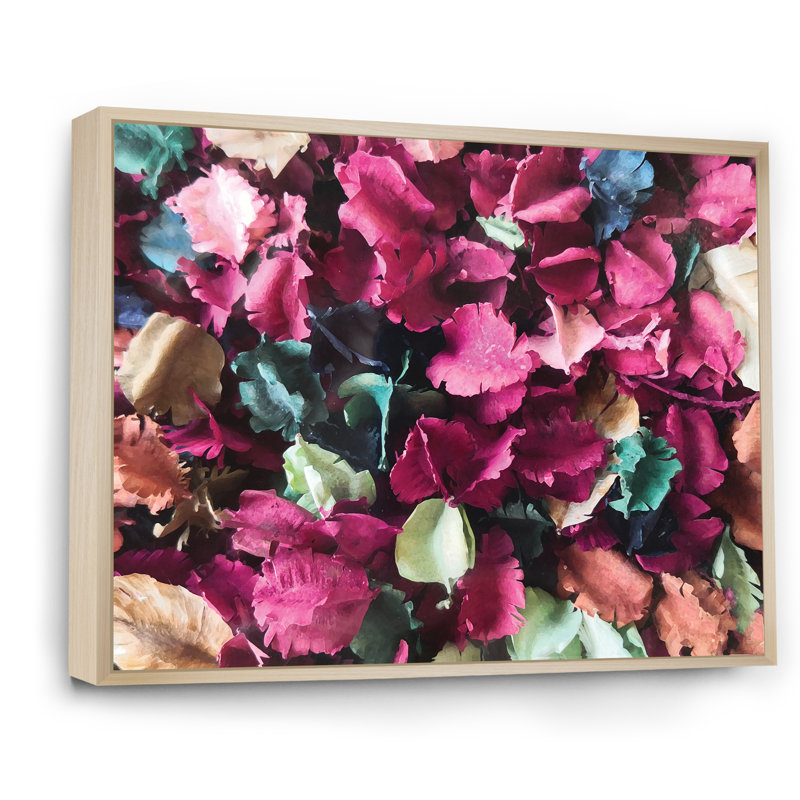 «Colorful Leaf Flower Composition», reproduction sur toile flottante, H 24 po x l 36 po x P 1 po, Cadre naturel flottant