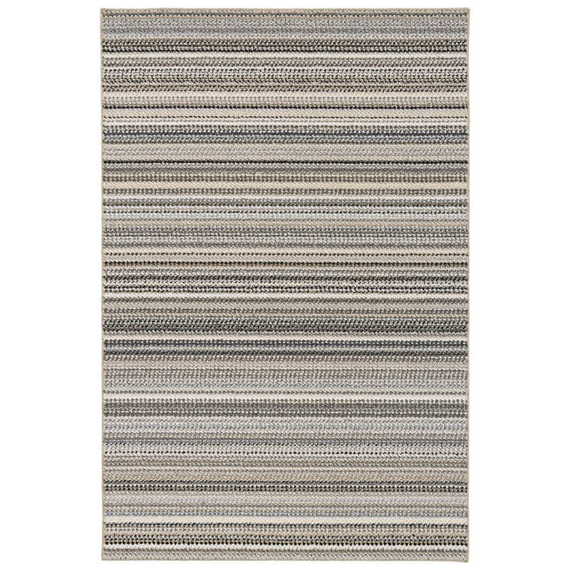 Tapis touffeté à rayures rectangulaire beige Kandace, Rectangle 4 pi x 6 pi